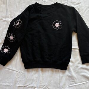 Black Kids Sweatshirt with Pink Flower Design
